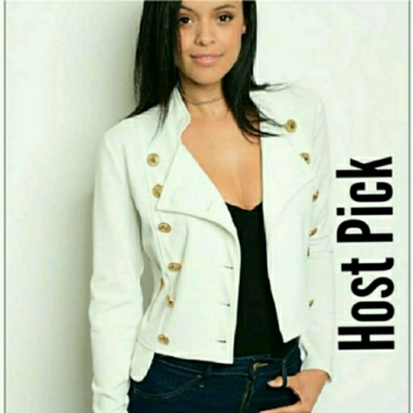🌼1LEFTmed🌼 White Military Fashion Jacket - Picture 2 of 4